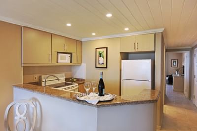 Kitchenette of deluxe one bedroom suite at Bougainvillea Resort