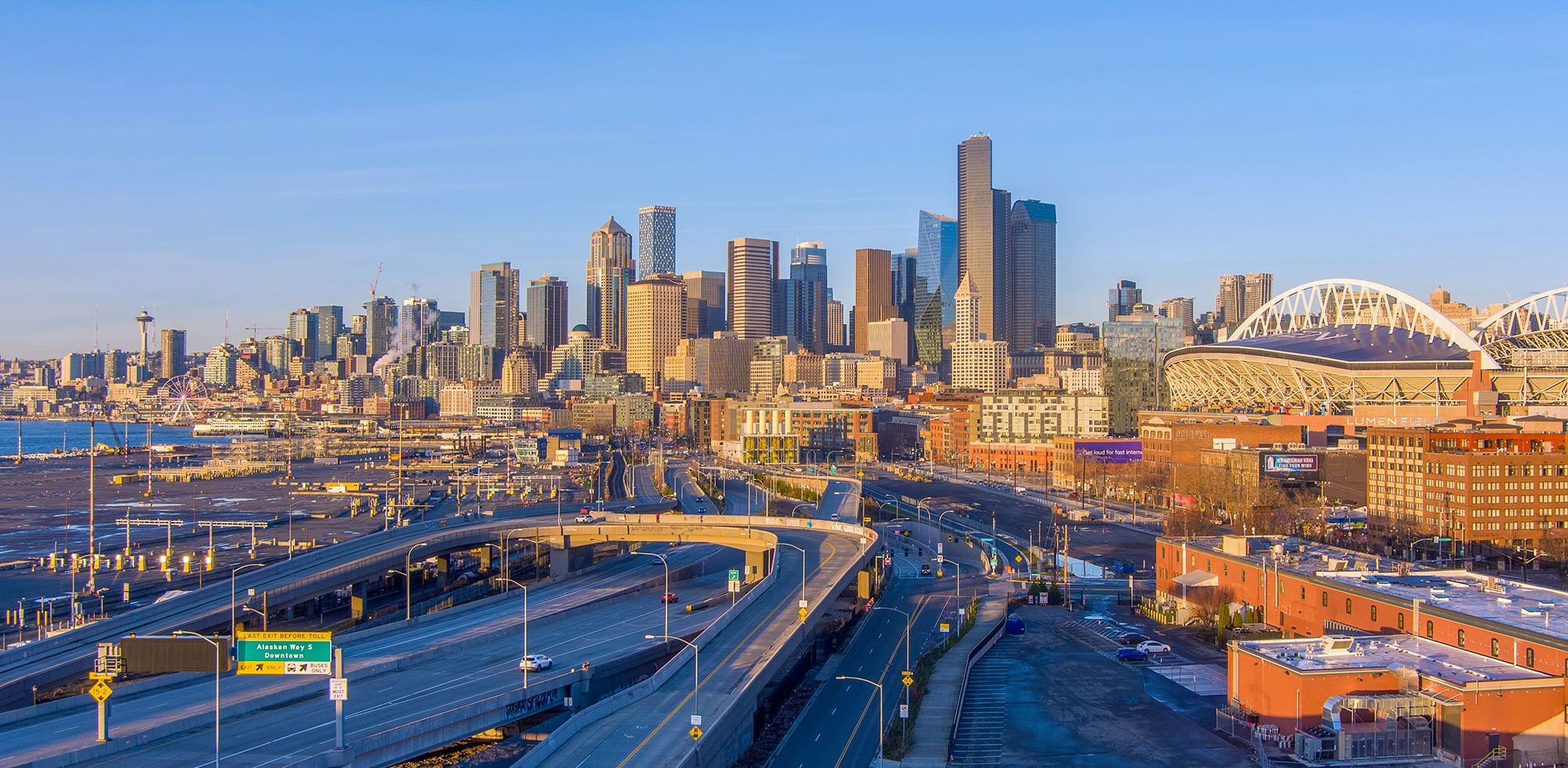 view of downtown seattle highways