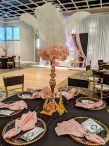 Table decoration in ballroom at Rosen Inn Universal