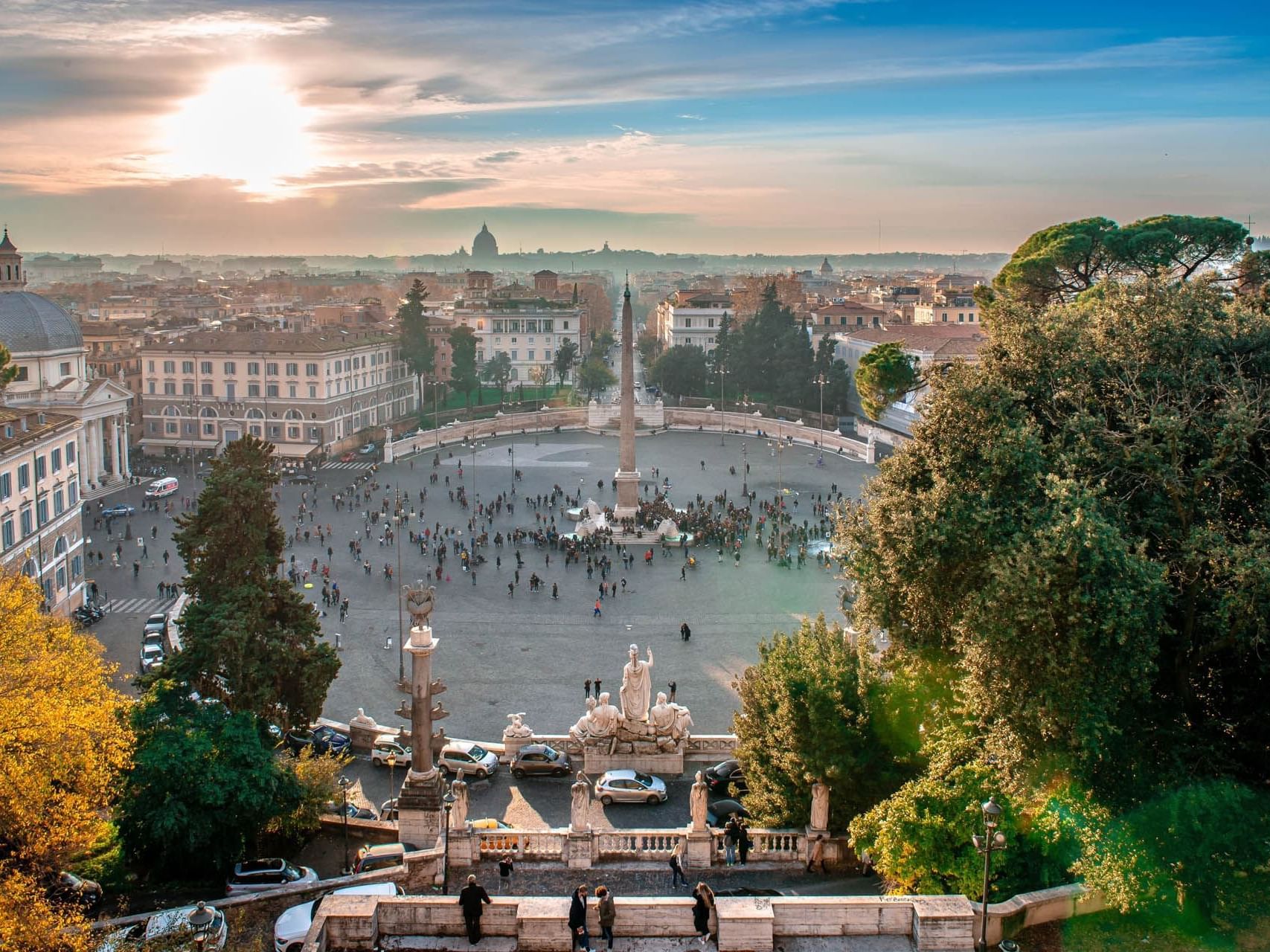Aerial view of the buildings in Piazza del Popolo near The Guardian Hotel