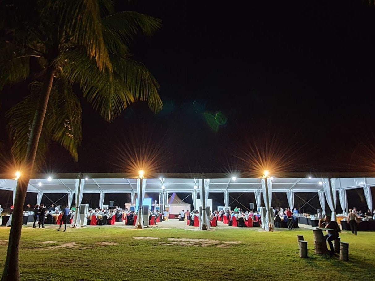A wedding reception at the Marquee outdoor area 