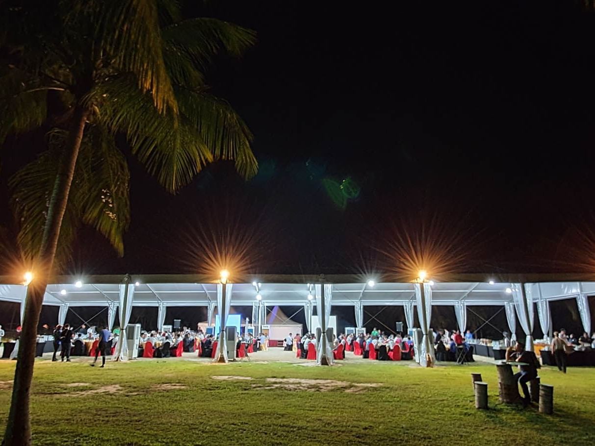 A wedding reception at the Marquee outdoor area