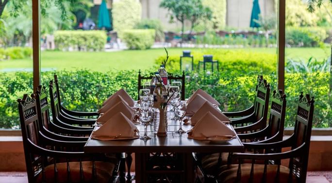 Table setup for dining at Islamabad Serena Hotel