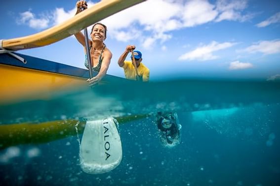 A couple kayaking in the ocean at Ka'anapali Beach Hotel Hawaii