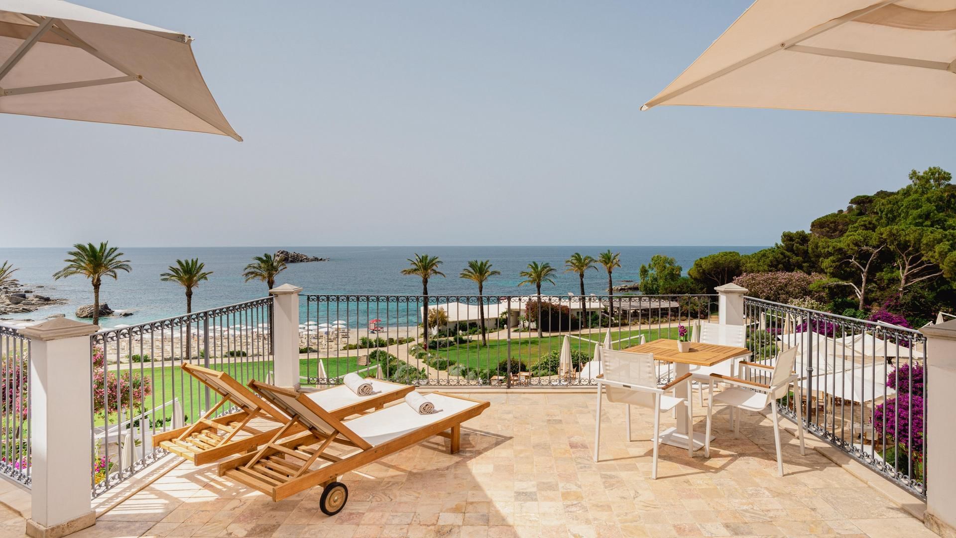 Terrace with sea view in Capo Boi Suite at Falkensteiner Hotels