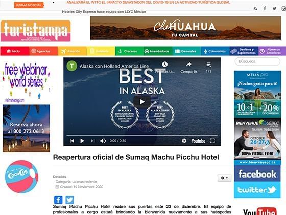 Article published on Turistampa  about Hotel Sumaq
