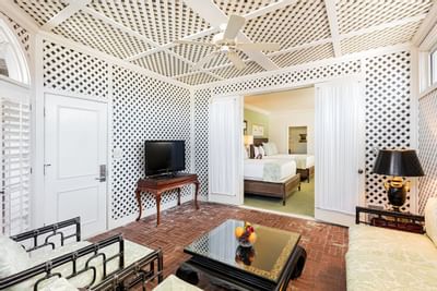 Living area in Queen Suite at Pine Inn