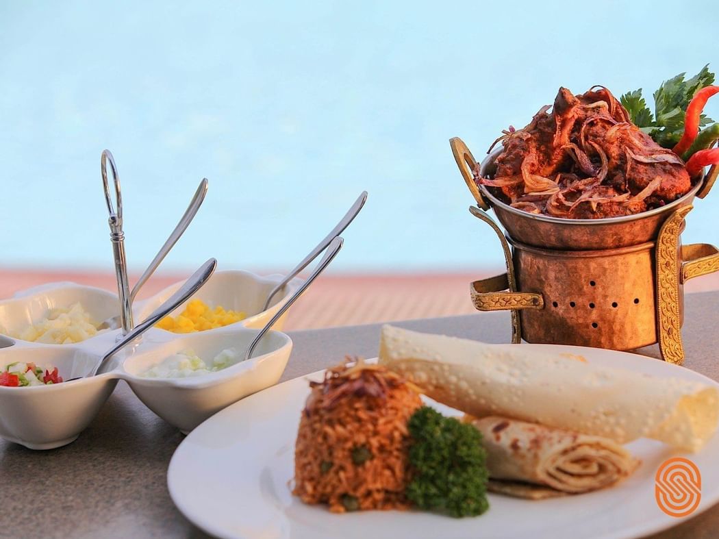 Closeup of a dish served by room service at Kivu Serena Hotel 