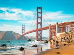 Stunning architectural design of the Golden Gate Bride in San Francisco near Hotel Julian