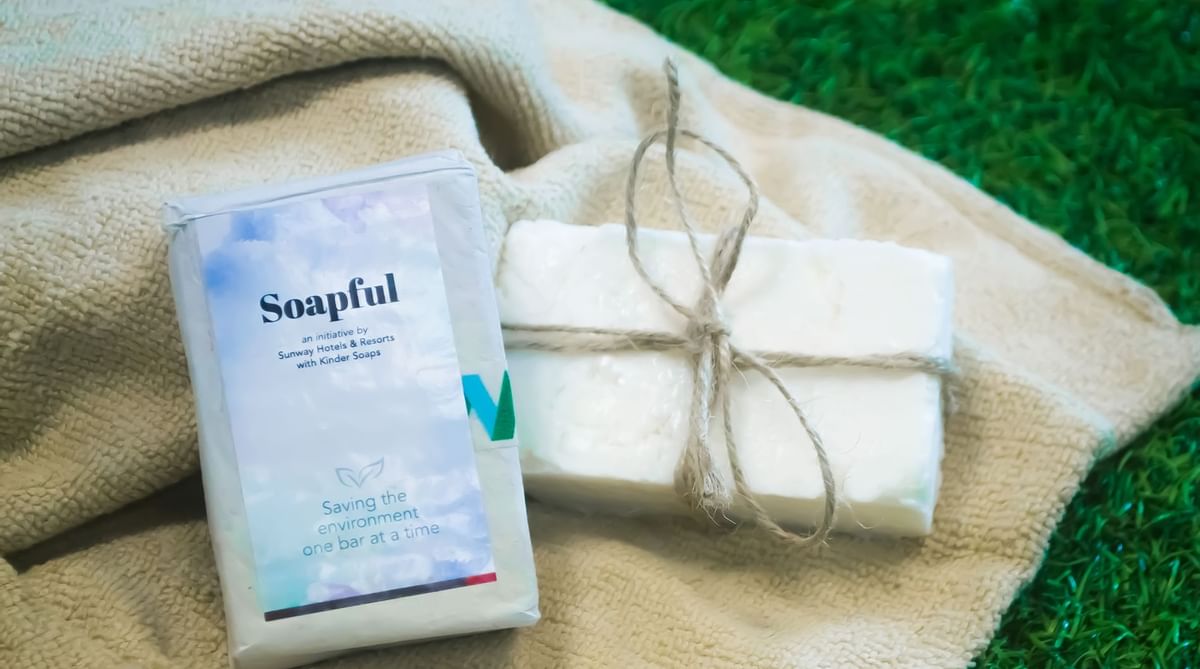 Close-up of 2 Soapful soap bars on the ground at Sunway Lagoon