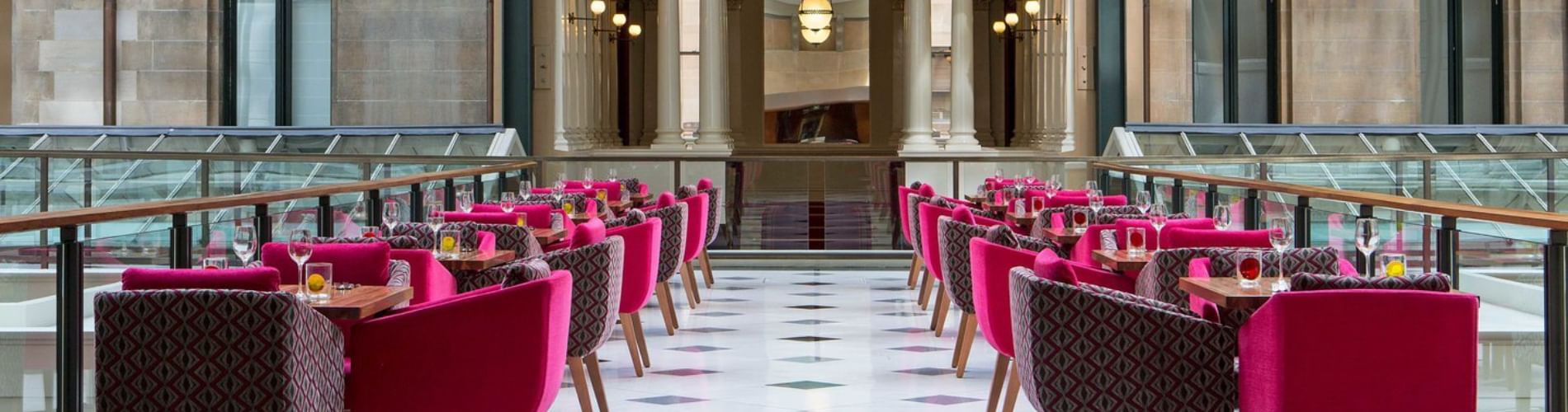The dining and lounge area in Place Restaurant at The Fullerton Hotel Sydney