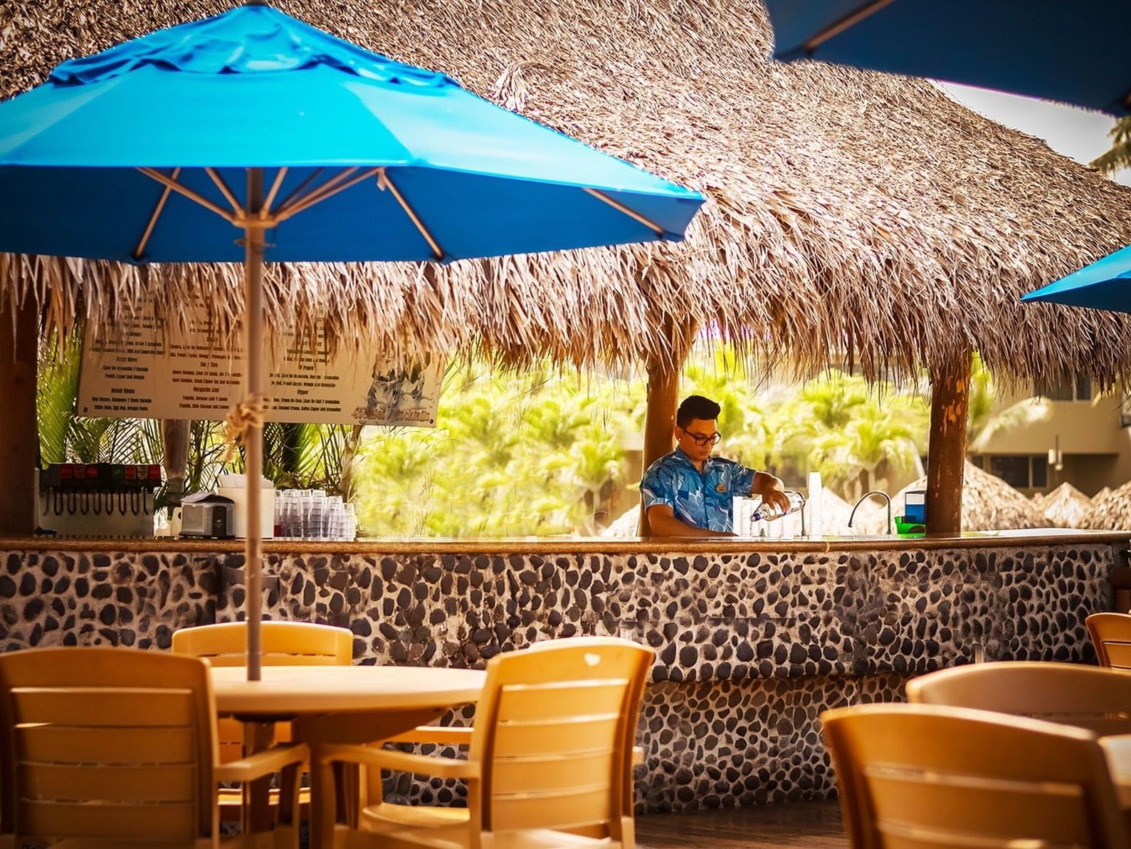 A person at El Pelicano Snack Bar in Fiesta Resort