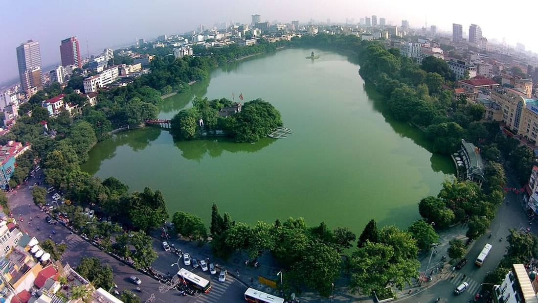 Aerial view of Hoàn Kiếm Lake near Sunway Hotel Hanoi