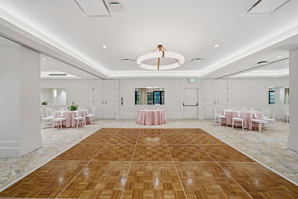 wedding and dance floor set up at el PRADO