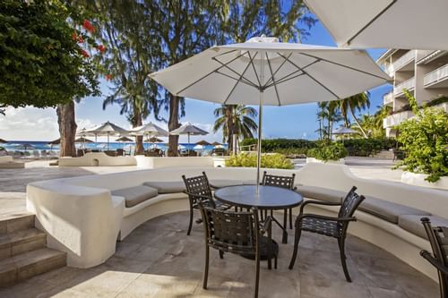 Sitting area arranged by the Pool Bar at Bougainvillea Barbados