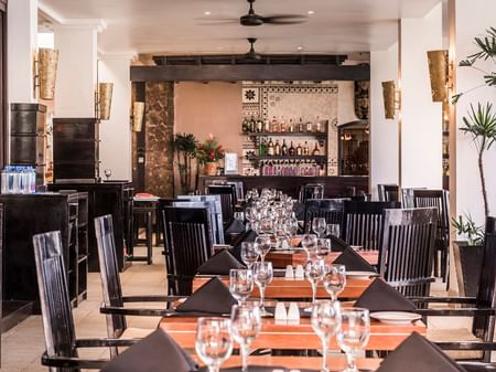 Interior of the dining area in Bula Brasserie at Warwick Fiji