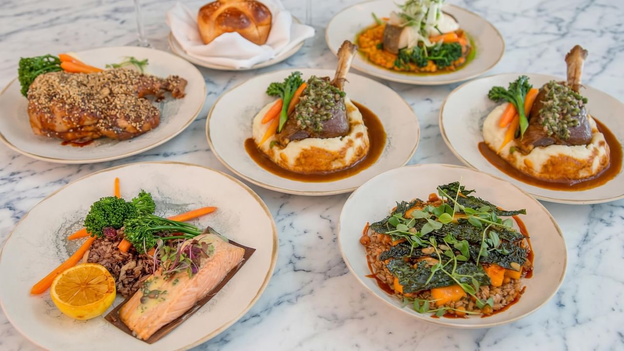 Assorted dinner entrees.