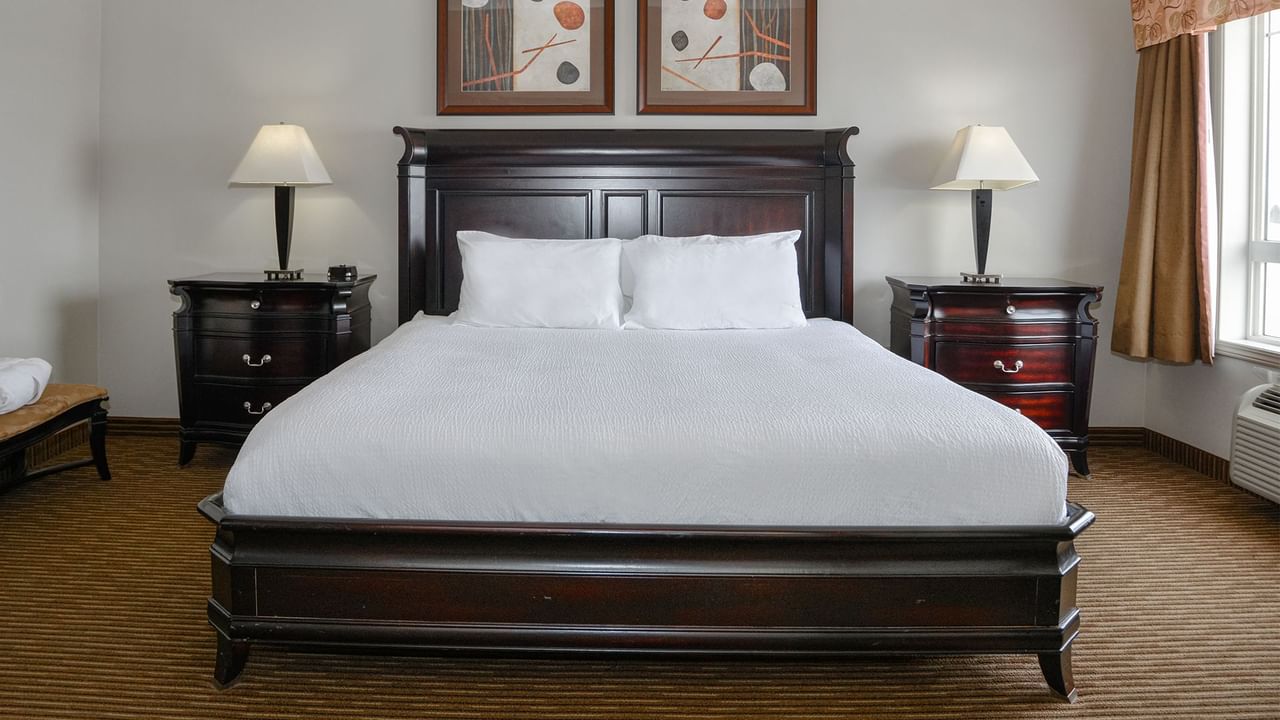 Hotel suite with king bed