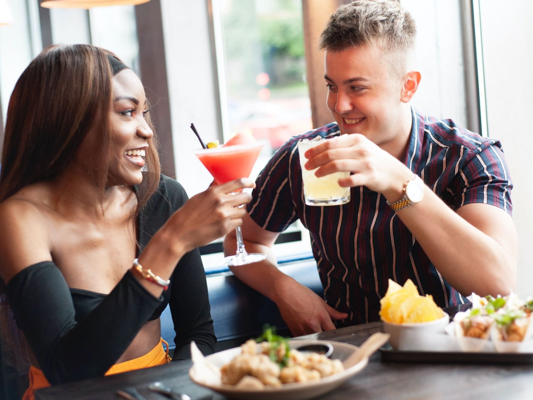A couple enjoying lunch
