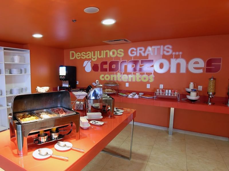 Buffet area in the breakfast room at One Hotels