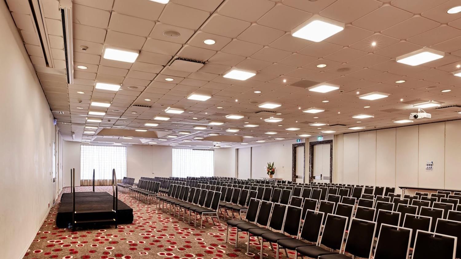 Theatre set-up in State Ballroom with carpeted floors at Pullman Albert Park