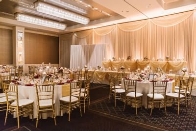 tables in a wedding ballroom