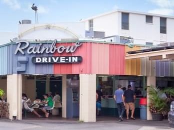 The exterior of the Rainbow Drive-In near Waikiki Resort Hotel