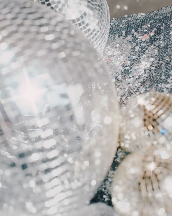 Disco balls at The Rockaway Hotel