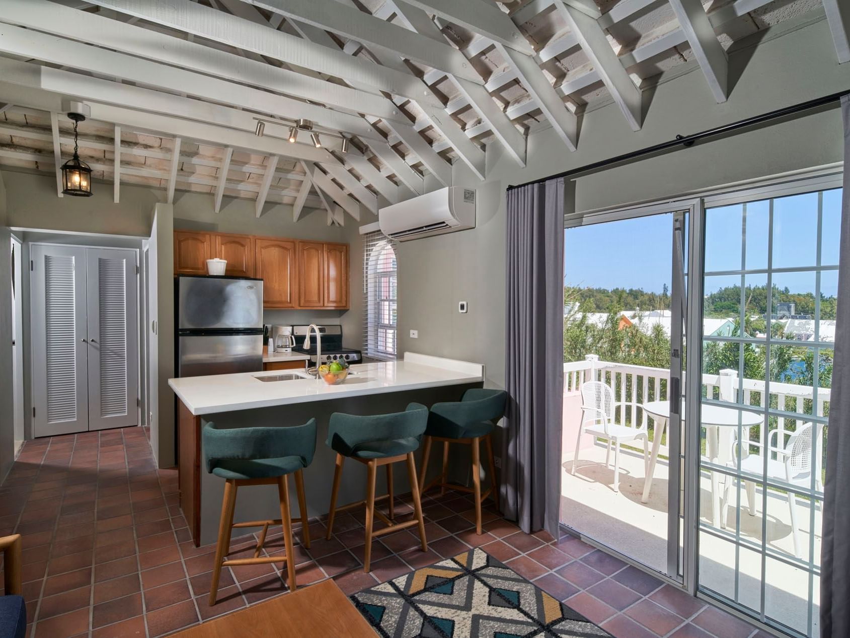 Kitchen & balcony, Harbor View Suite, St George's Club Bermuda