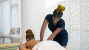 Lady having Bridal Party Massage in The Diplomat Spa at Diplomat Beach Resort