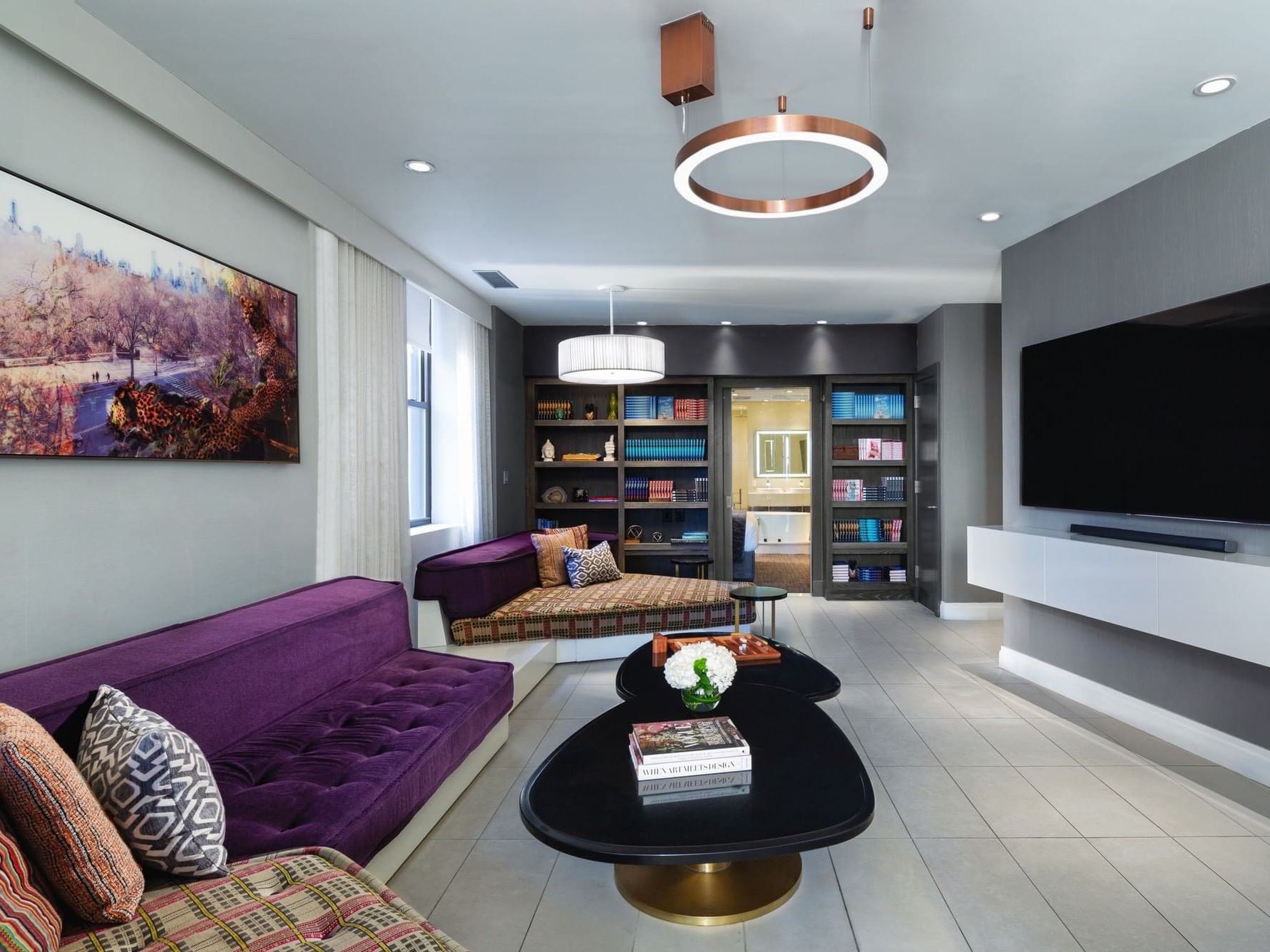 A separate living room in the Guesthouse at Dream Midtown NYC