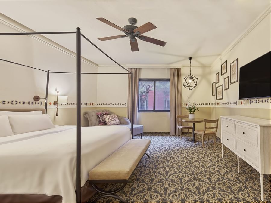 King bed, TV & Desk in Superior room at FA Hacienda Galindo