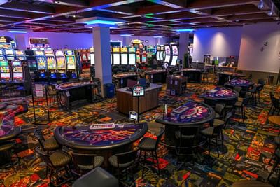 Arranged dining area of Great Northern Casino Platinum Lounge at Encore Suites Grande Prairie