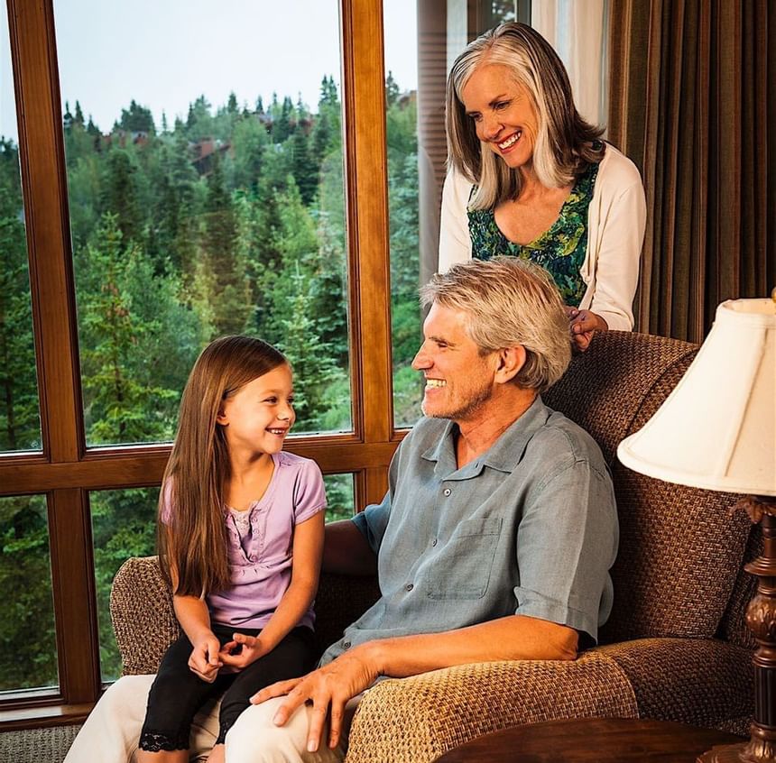 Close-up of a family enjoying together at Stein Lodge