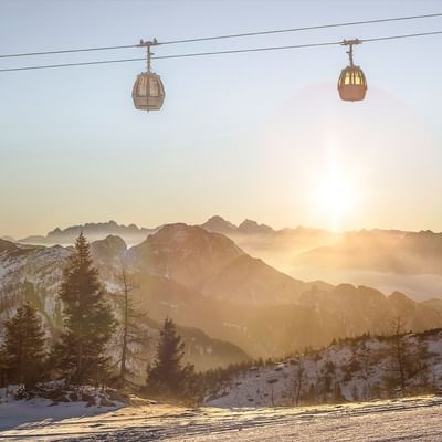 Ski Lifts captured at sunrise near Falkensteiner Hotel