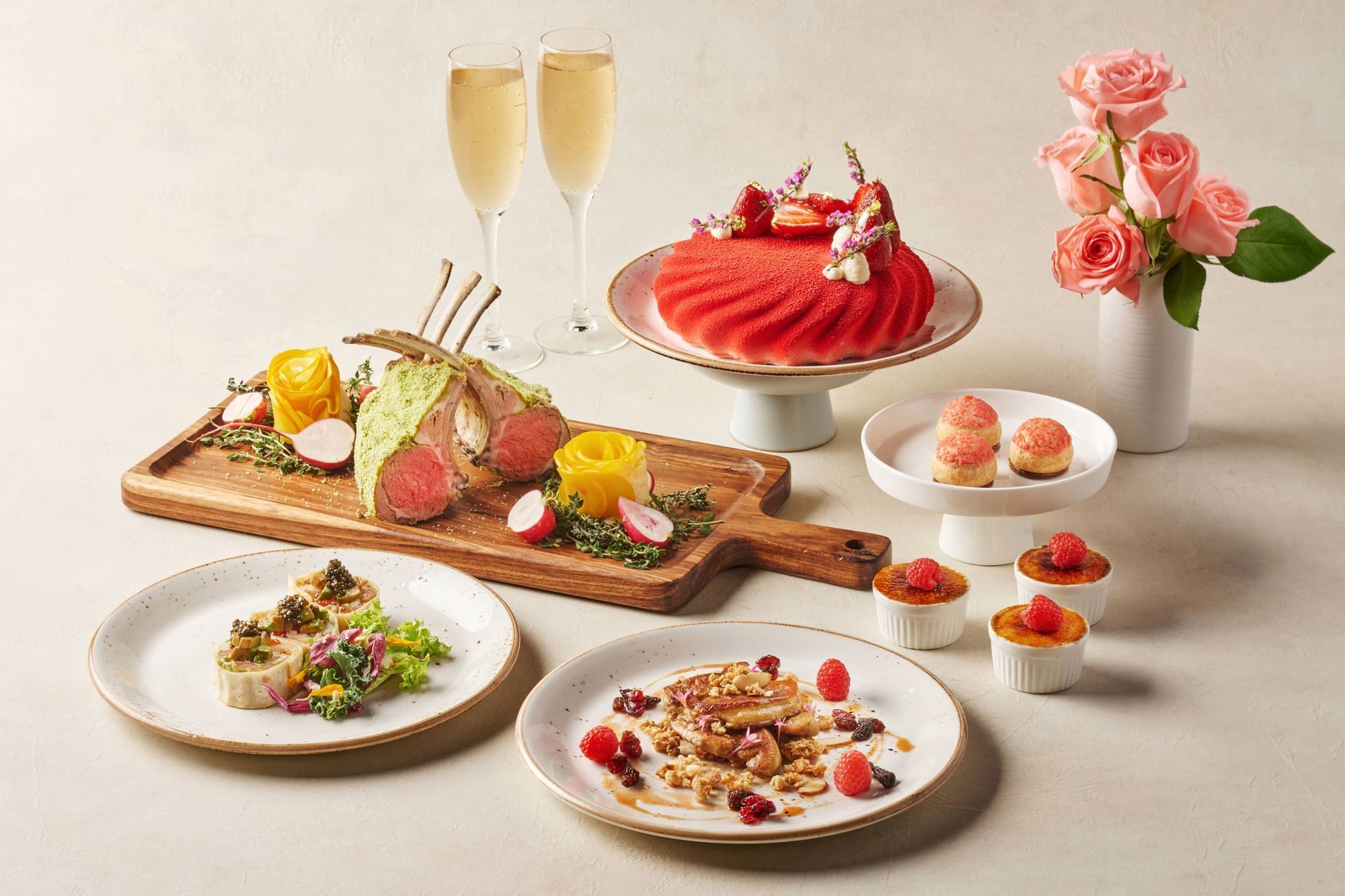 Close-up of  Mother's Day brunch at The Fullerton Hotel Singapore