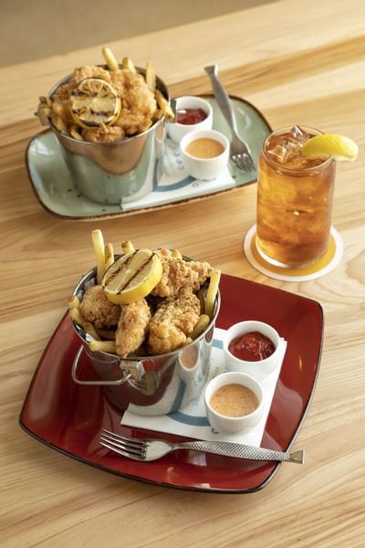 Platters of food buckets