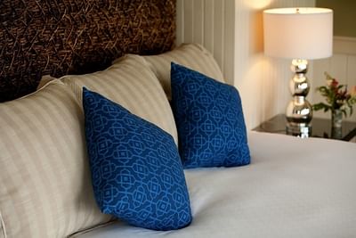 Detail shot of pillows on bed