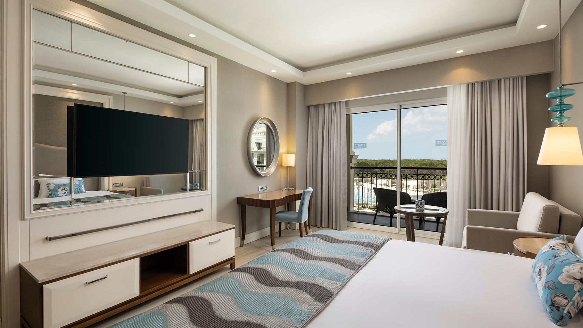 Elegant Standard Room with balcony at Titanic Deluxe Golf Belek in Antalya.