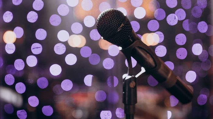 Close-up of a karaoke microphone at Sunway Hotel Pyramid