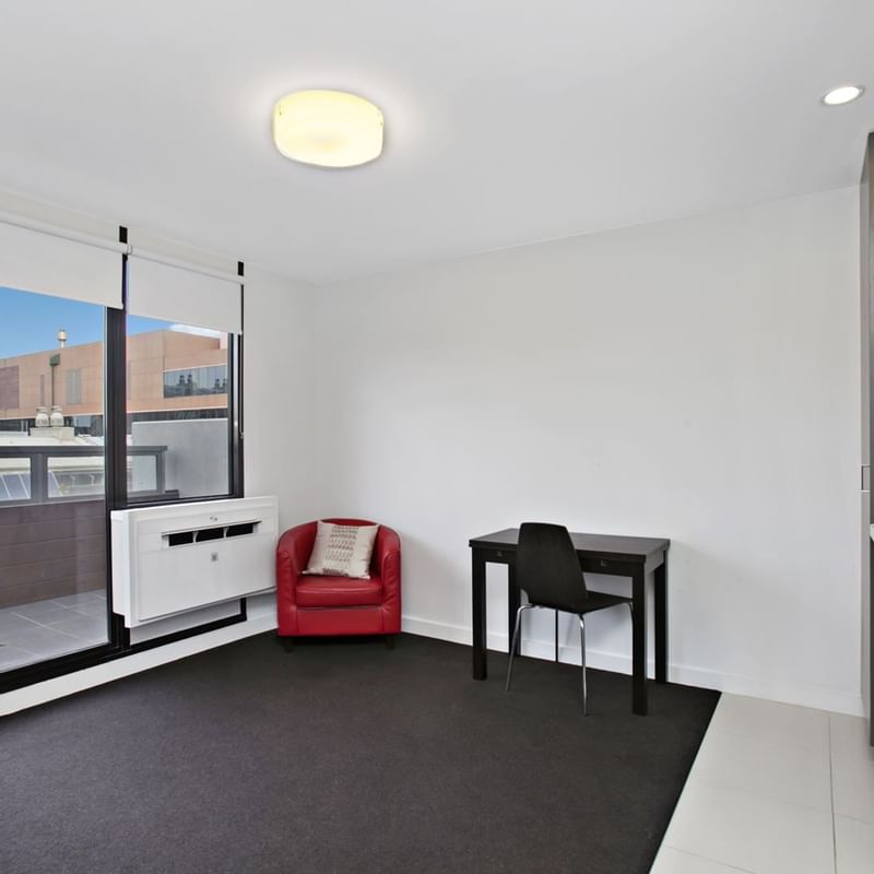 Self-contained one bedroom balcony apartment - lounge & kitchen view