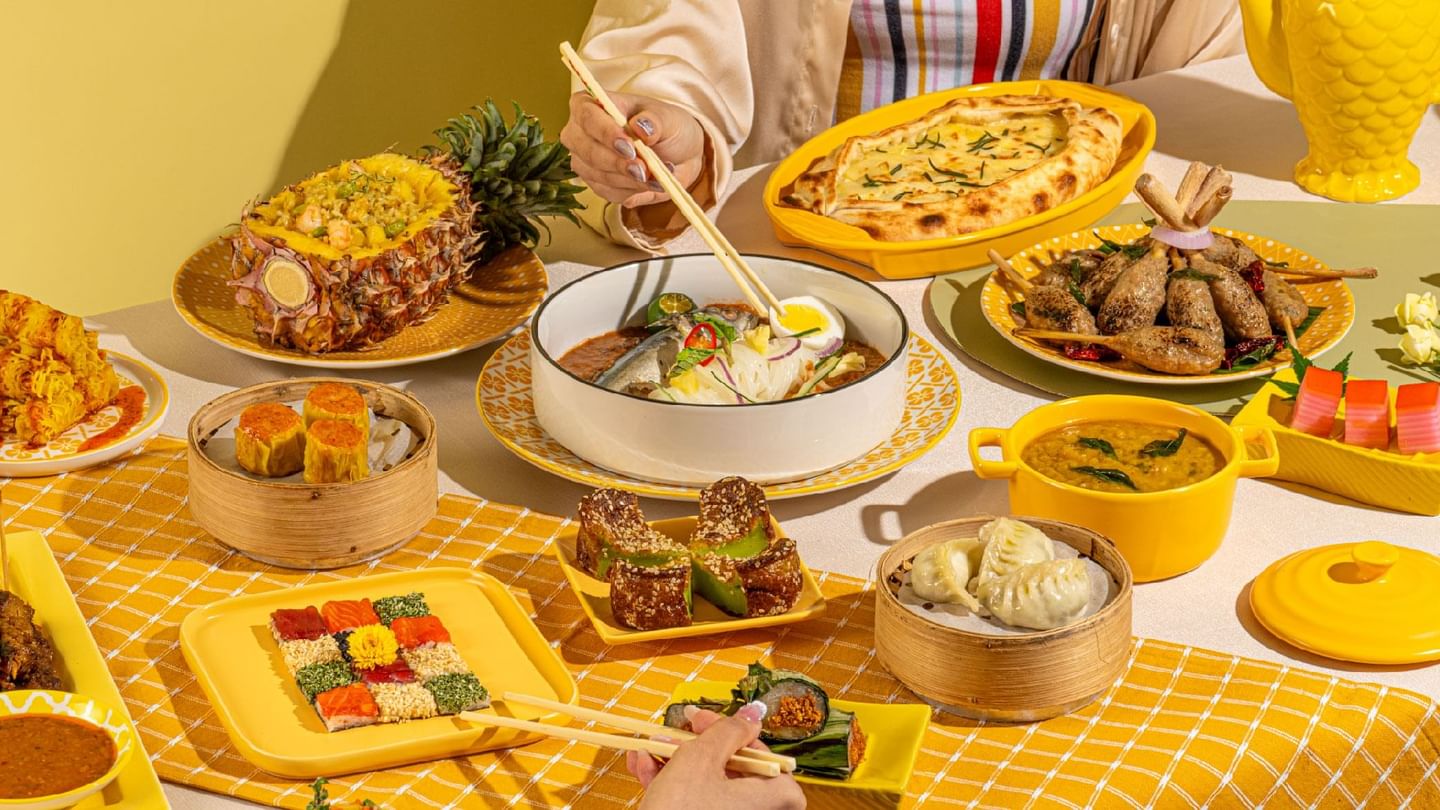 A delicious spread of dishes at Sunway Hotel Pyramid, featuring gPan-Asian buffet offer