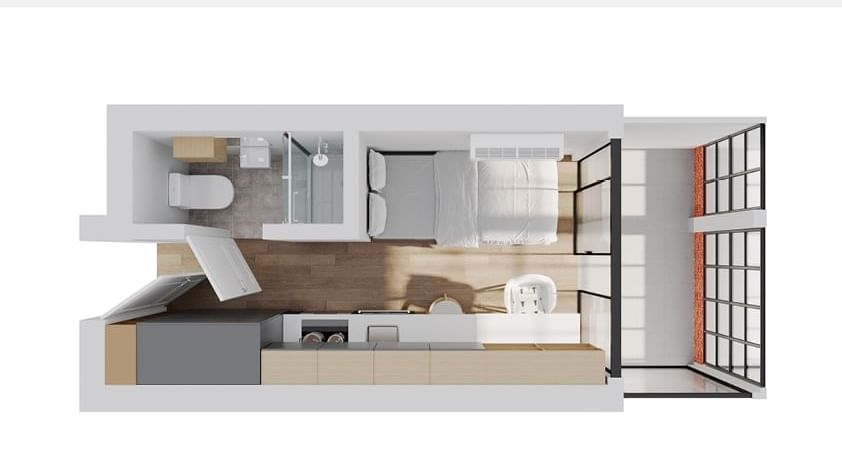 UL Melbourne CBD - Studio Terrace Floorplan