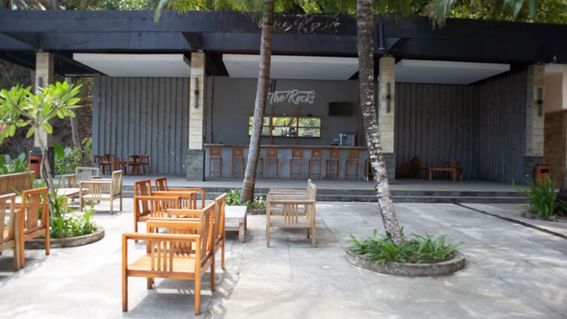Outdoor patio by the counter in Ocean Brasserie at LK Resort Senggigi Lombok