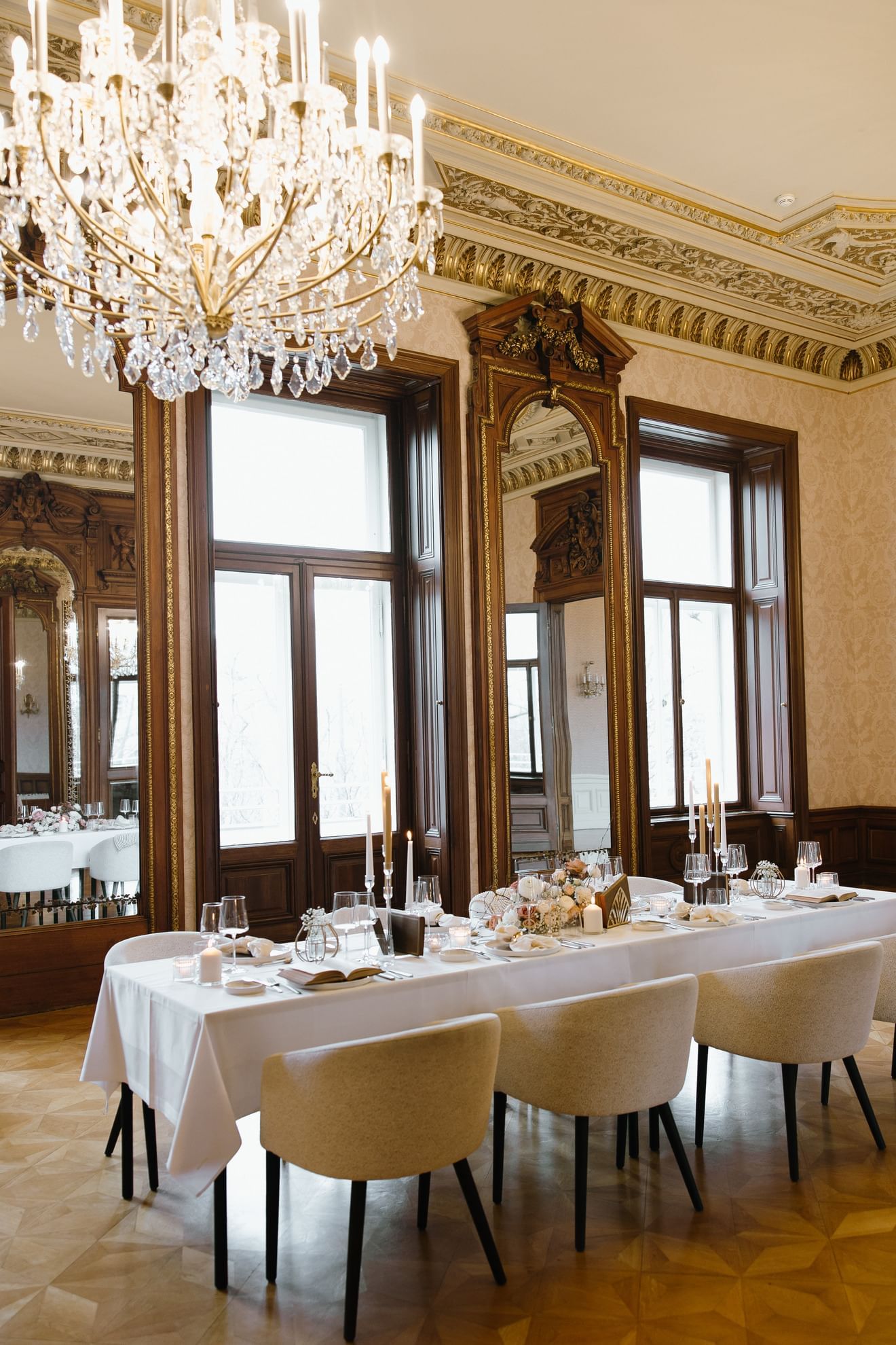 Table arranged for wedding at Almanac Palais Vienna, one of the luxury hotels in Vienna Austria