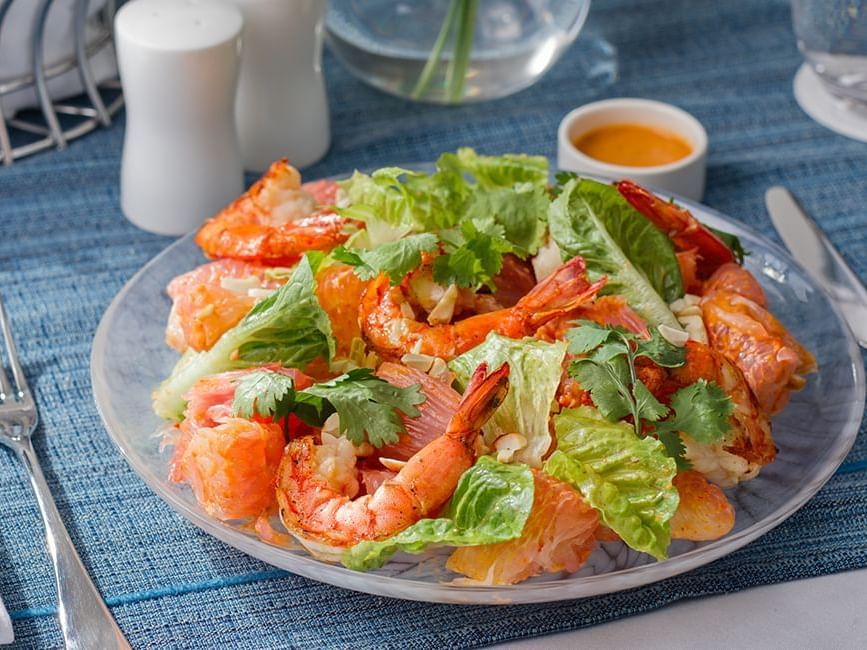 Prawn and Pomelo salad served at Hotel Okura Manila