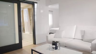 White sofa's in a Room Living area at The Nest Palo Alto