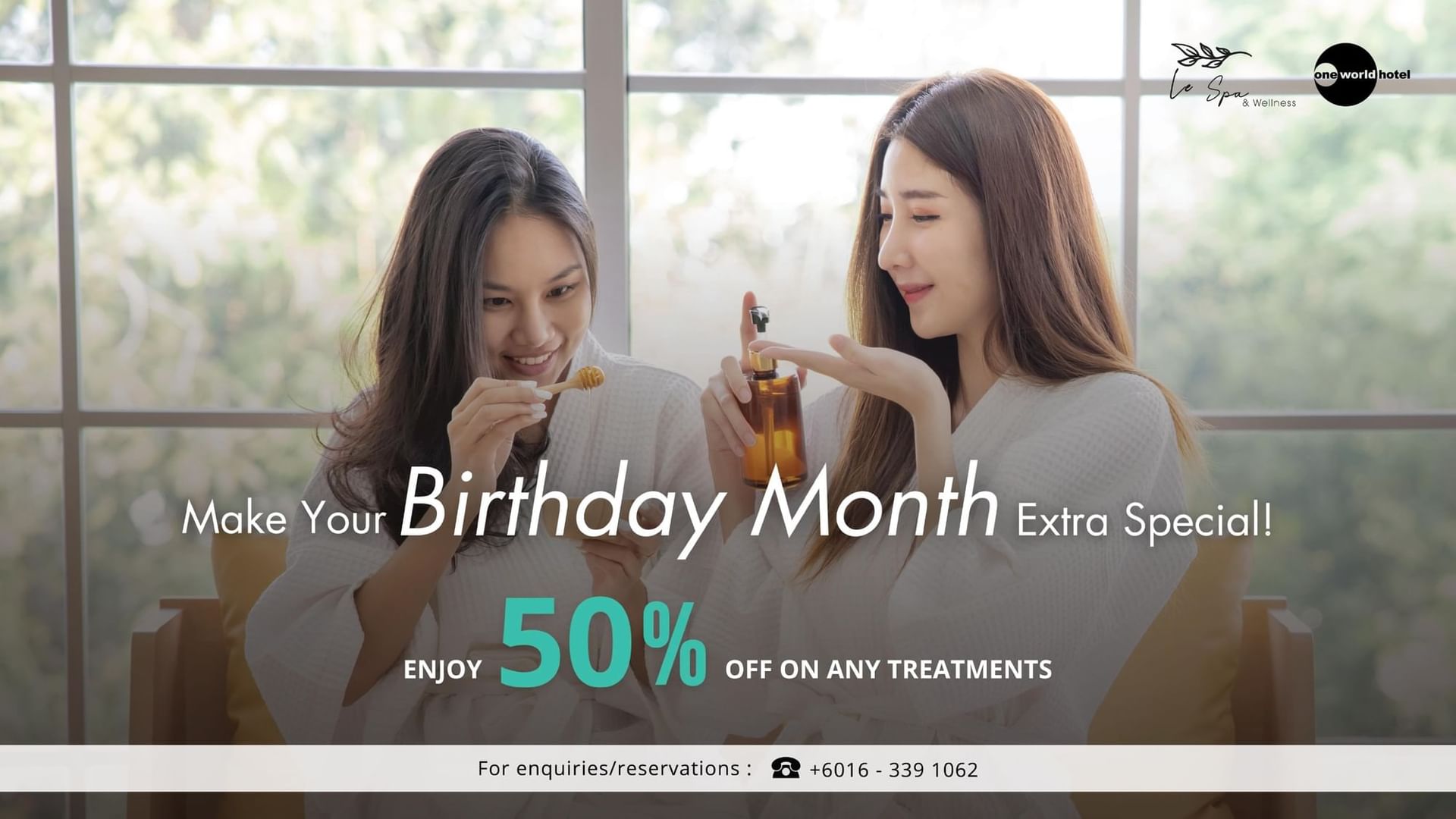 Two women in spa robes enjoying a Birthday Promo at Le Spa & Wellness at One World Hotel