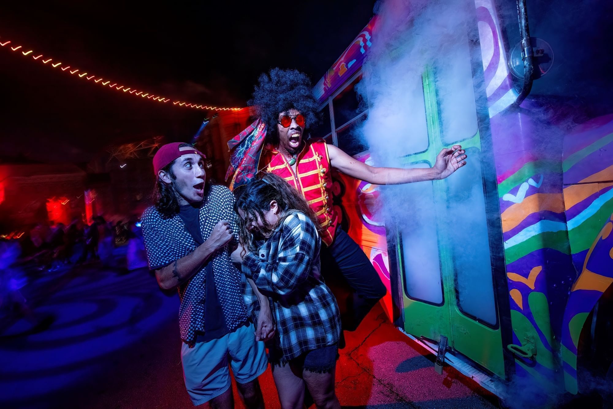 Guests being scared by a vampire at Universal Orlando's Halloween Horror Nights 33.