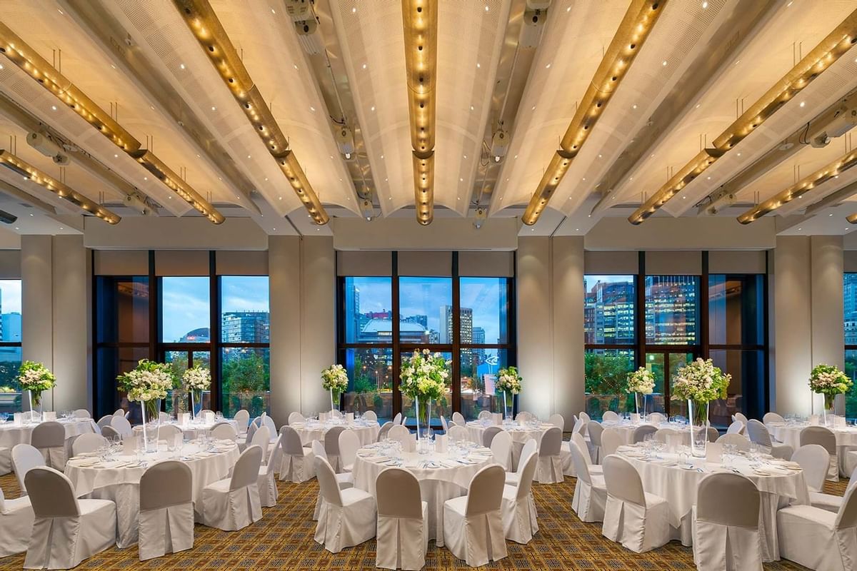Wedding setup in River Room at Crown Hotel Melbourne